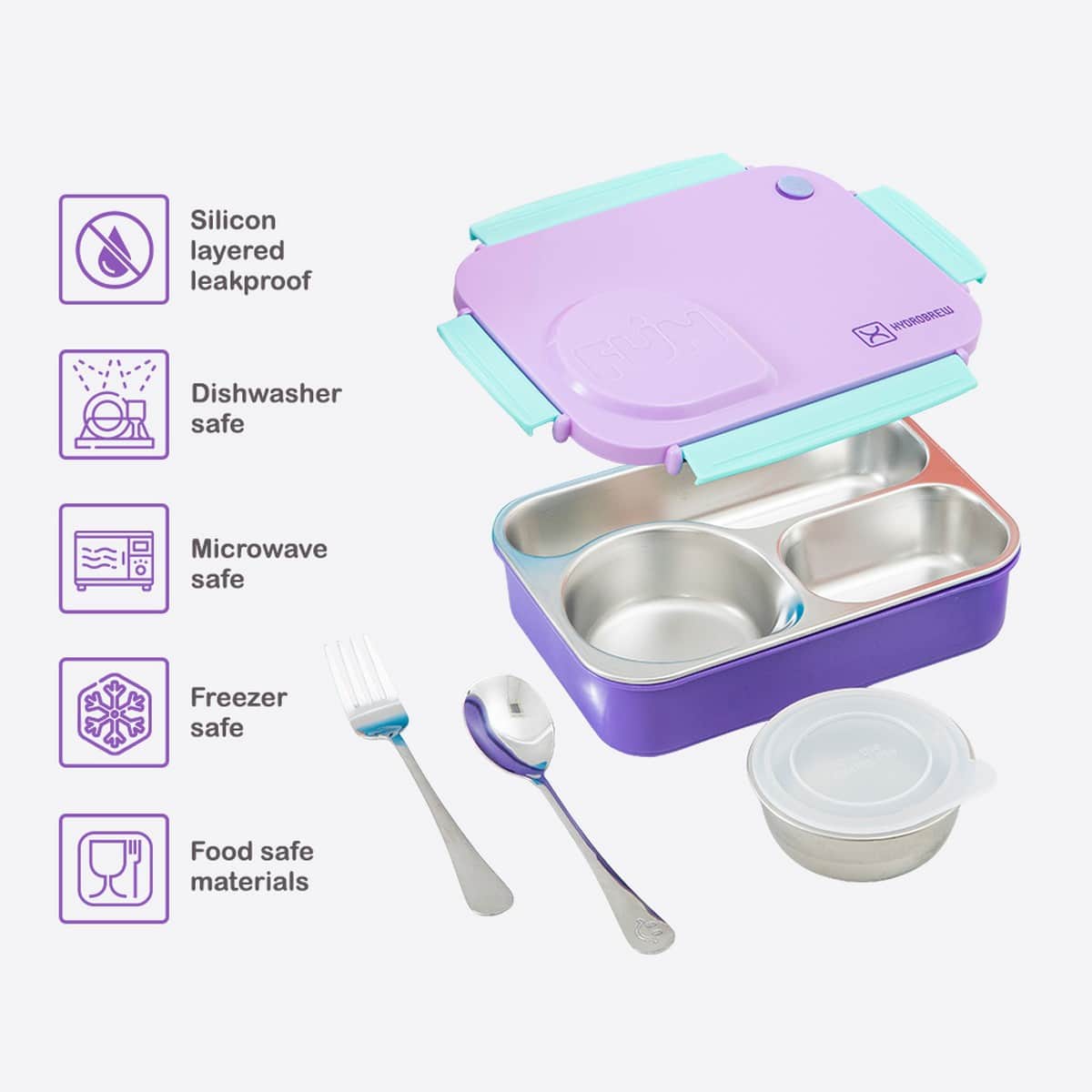 Hydrobrew 750ml Steel Core Lunch Box & Food Jar with 1000ml Sip Switch Water Bottle