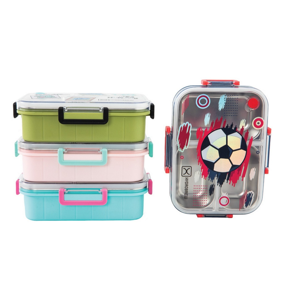 Hydrobrew 750ml Champion Navy Steel Core 3-Compartment Bento Lunch Box