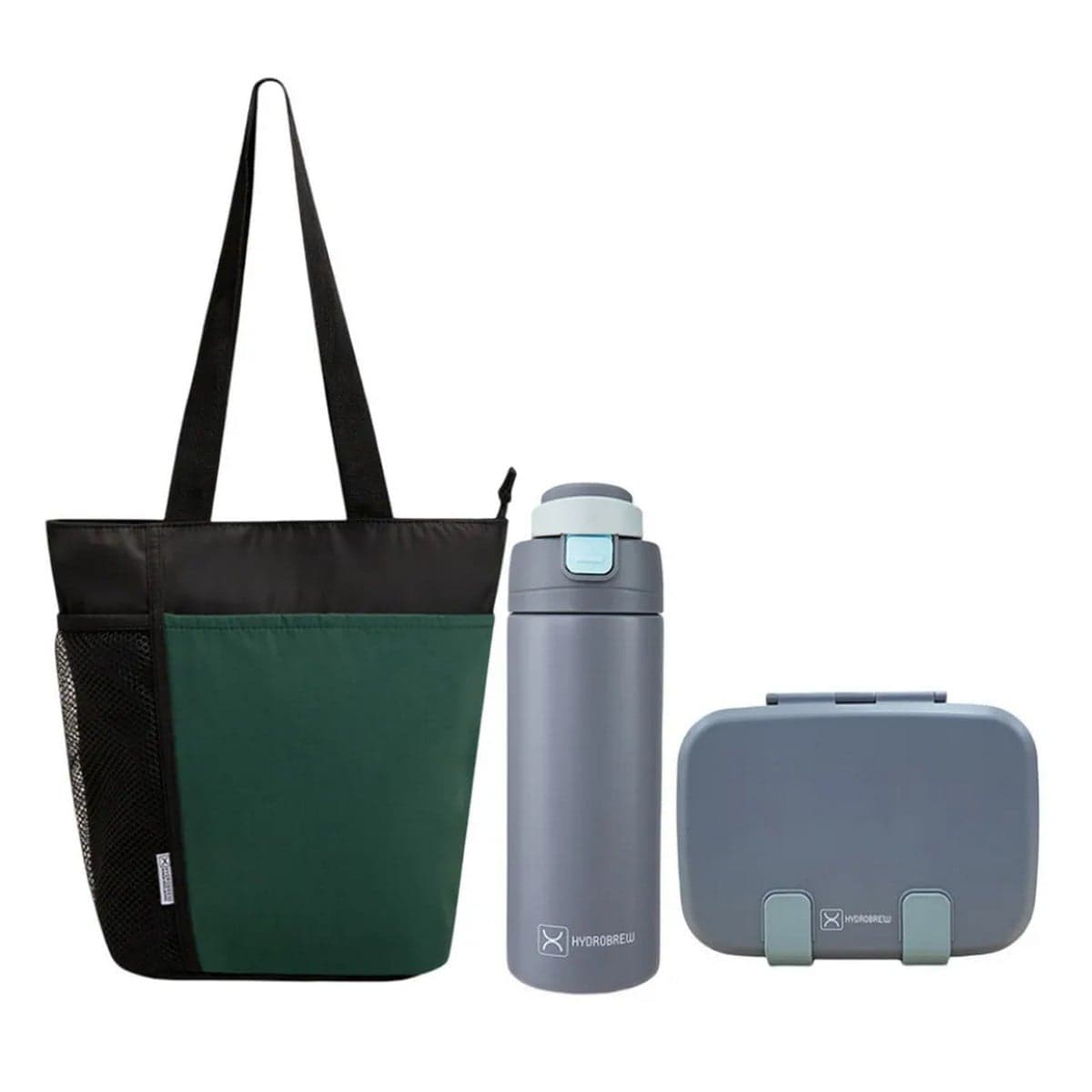 Hydrobrew 839ml Graphite Steel Core Bento Lunch Box & Lunch Bag with Bottle