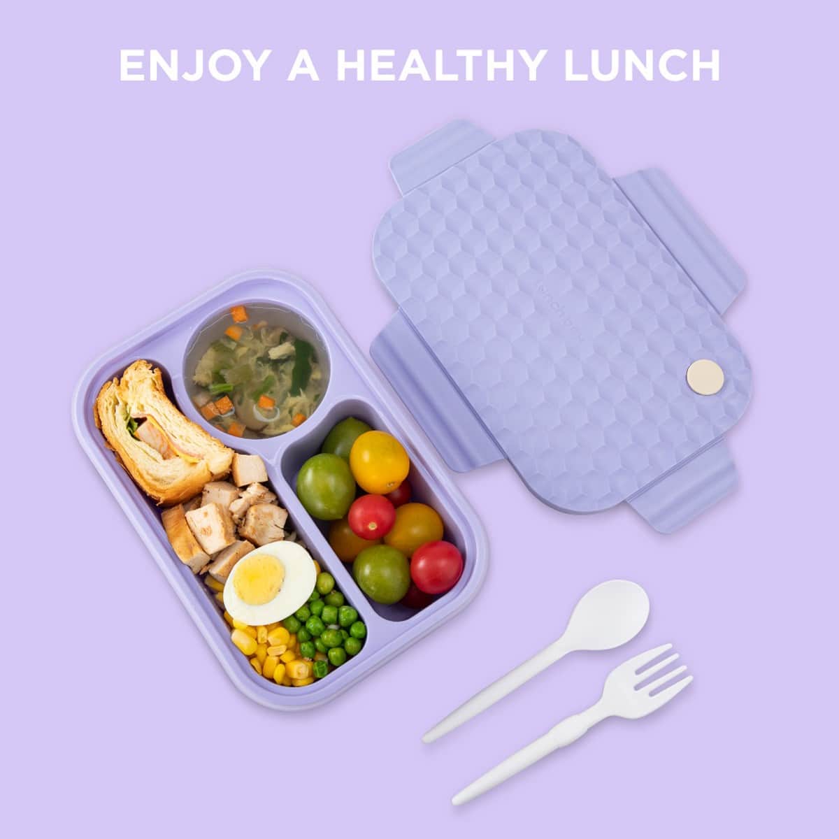 Hydrobrew 980ml Lavender Diamond Smart Serve Bento Lunch Box