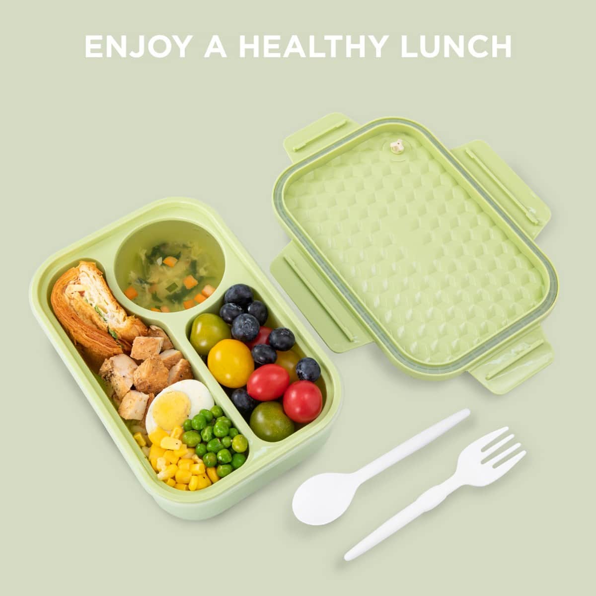 Hydrobrew 980ml Sage Diamond Smart Serve Bento Lunch Box