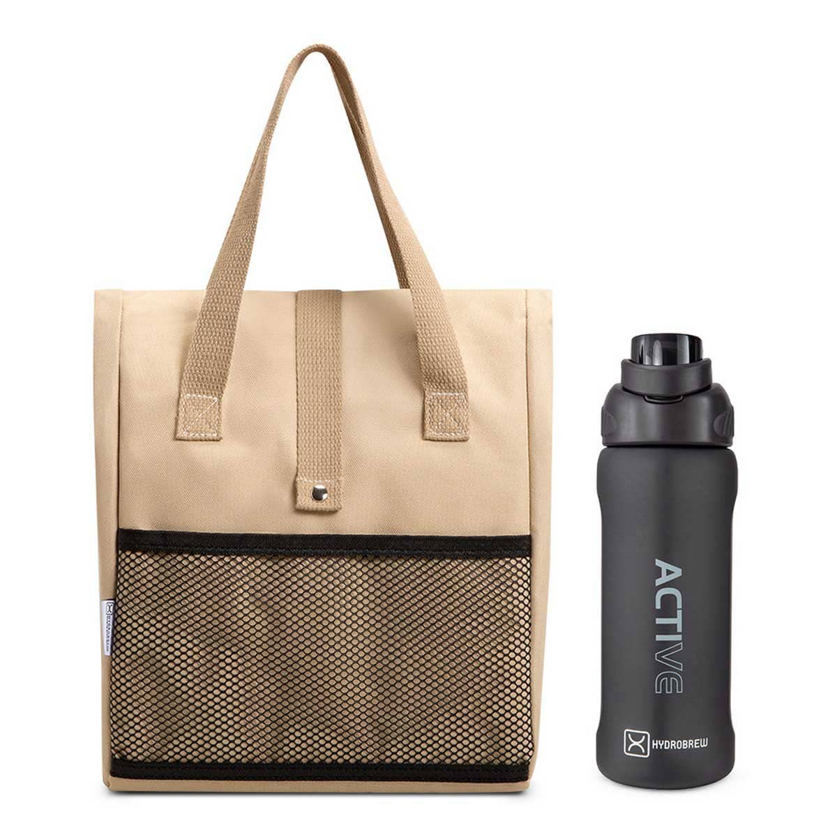 Hydrobrew Beige Lunch Bag with 1000ml Tritan Water Bottle