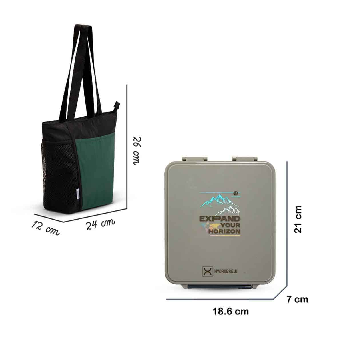 HYDROBREW Adventure Bento Lunch Box with Lunch Bag, Steel Food Jar