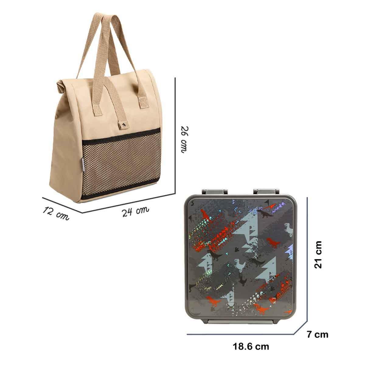 HYDROBREW Dinosaurs Bento Lunch Box with Lunch Bag, Steel Food Jar