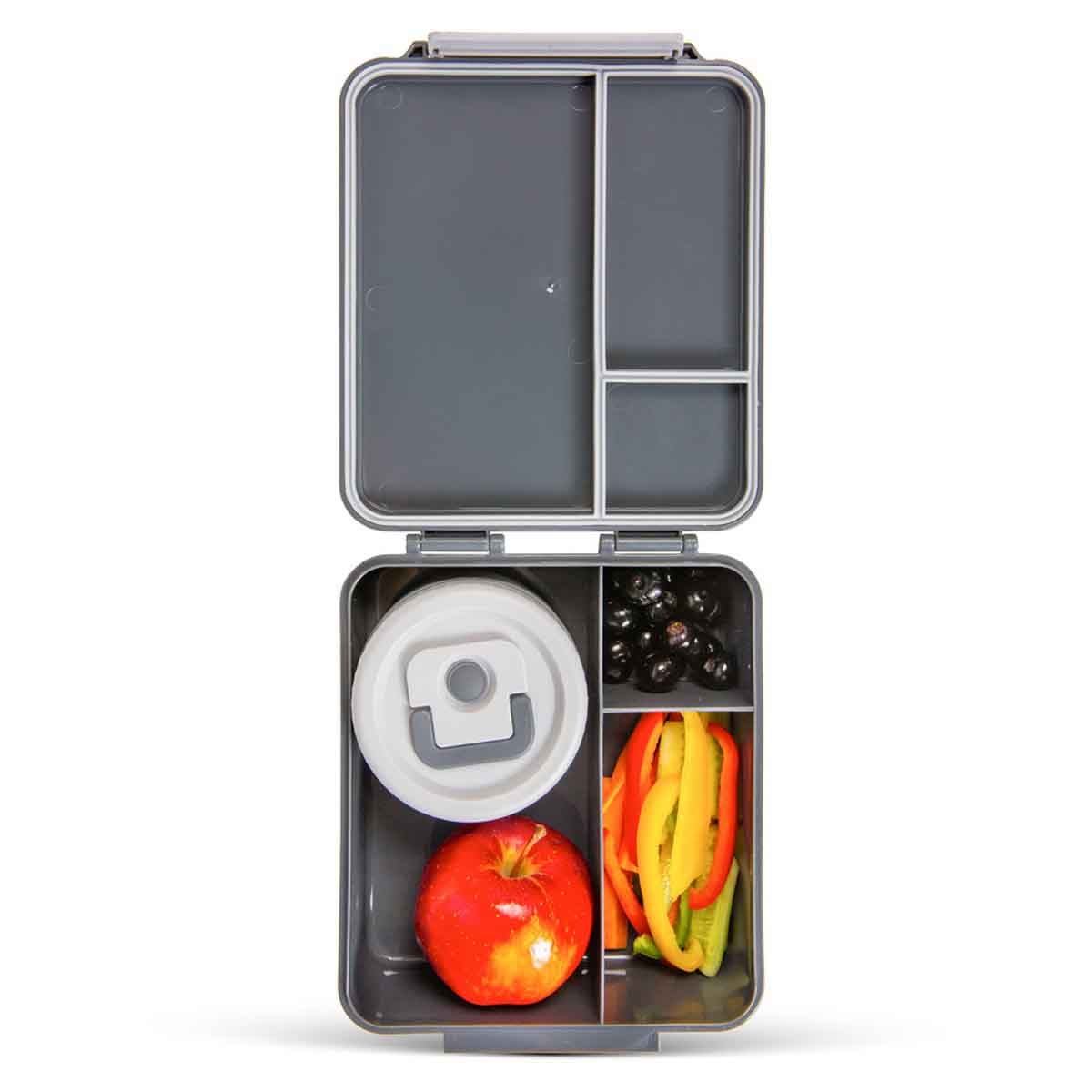 هيدروبرو صندوق غداء بنتو بتصميم ديناصورات مع وعاء طعام من ستانلس ستيل - رمادي