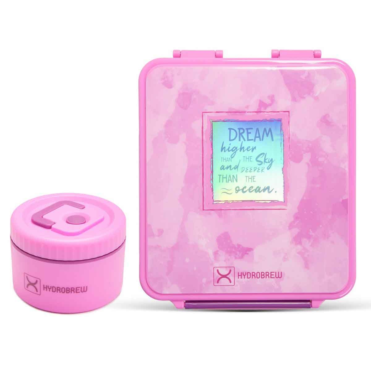 HYDROBREW Dream Bento Lunch Box with Steel Food Jar - Pink