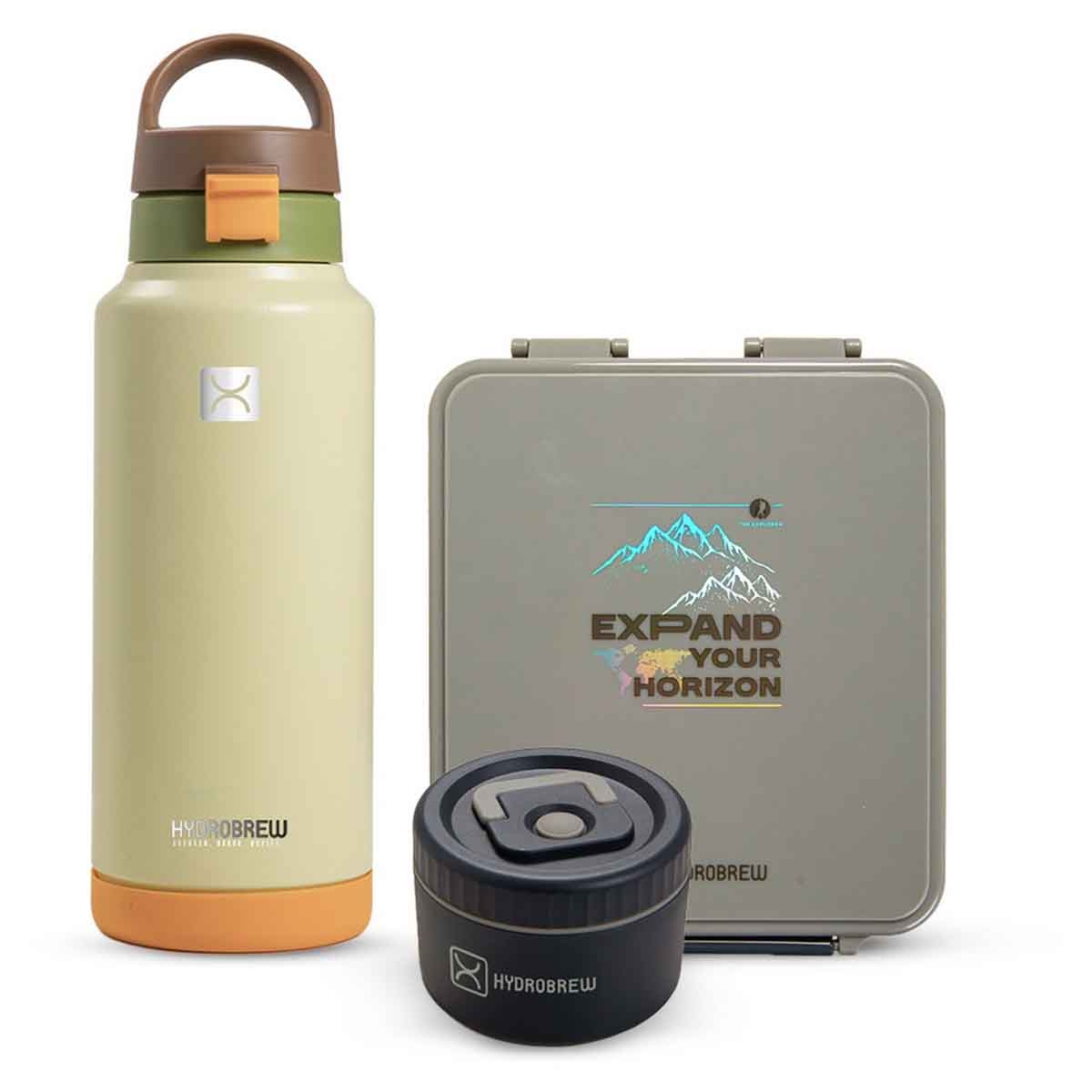 HYDROBREW Adventure Bento Lunch Box with Steel Water Bottle & Food Jar