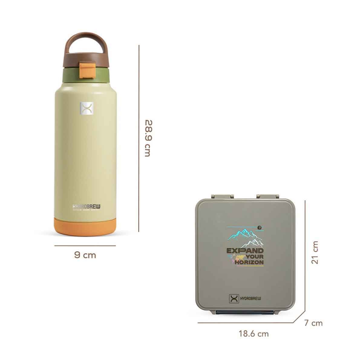 HYDROBREW Adventure Bento Lunch Box with Steel Water Bottle & Food Jar