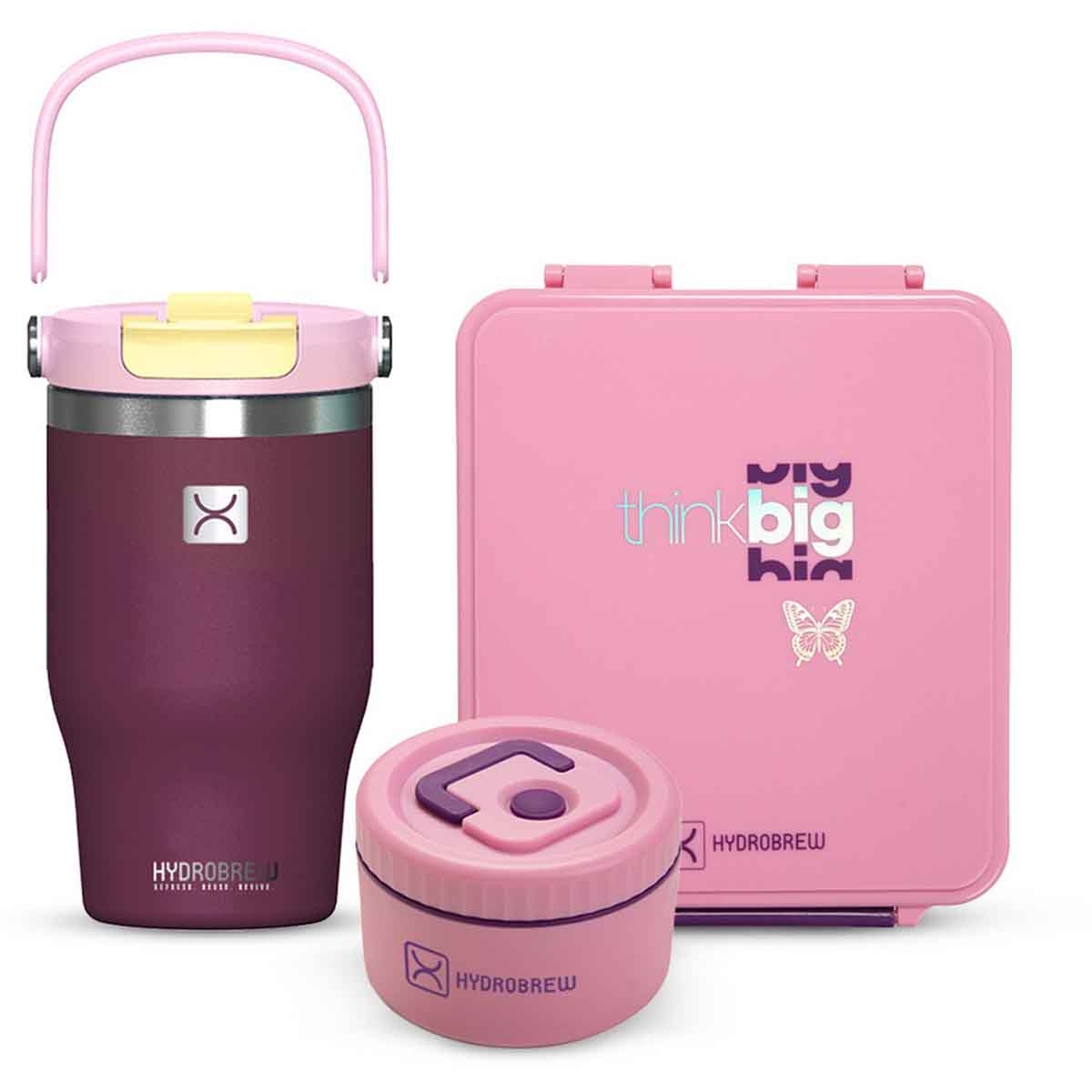 HYDROBREW Think Big Bento Lunch Box with Steel Water Bottle & Food Jar