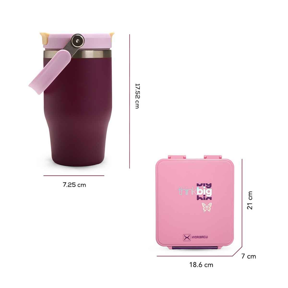 HYDROBREW Think Big Bento Lunch Box with Steel Water Bottle & Food Jar