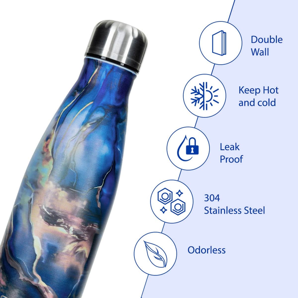Hydrobrew Blue Lunch Box with Double Wall Stainless Steel Water Bottle