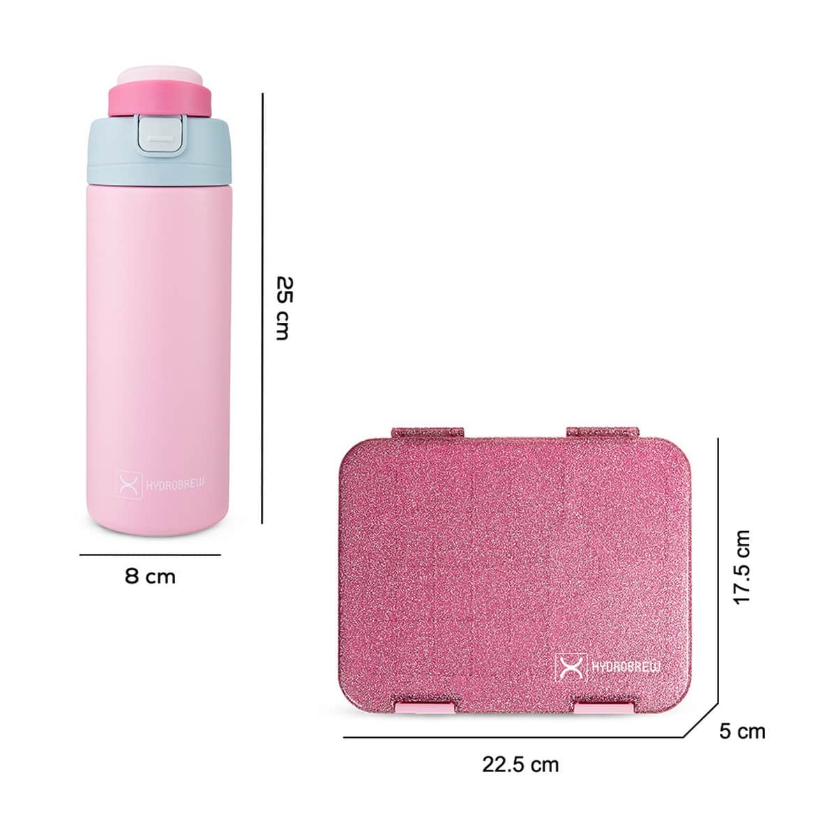 Hydrobrew Sparkle Bento Lunch Box with 720ml SipSwitch Insulated Water Bottle