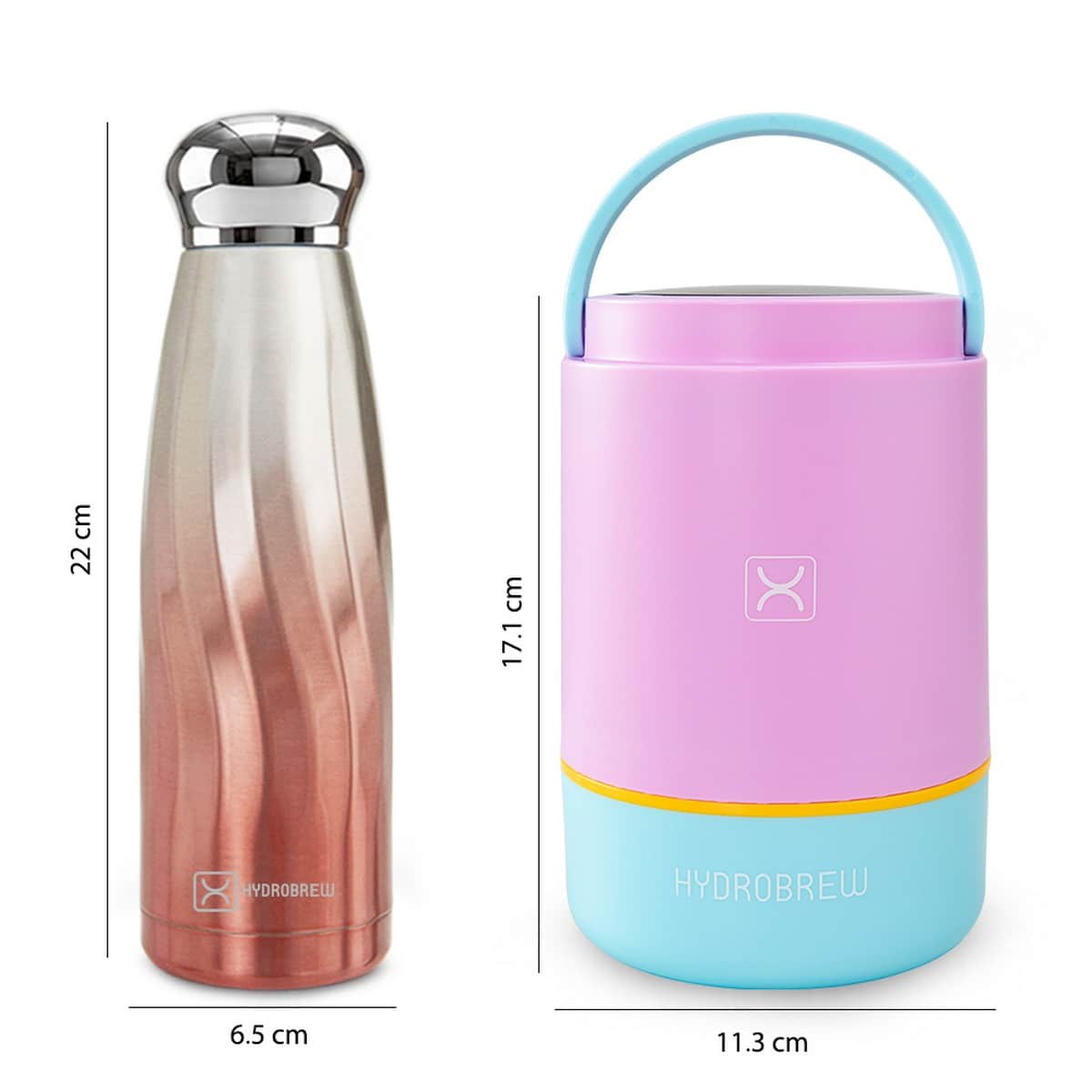 Hydrobrew Candy Cloud Triple Decker Stainless Steel Lunch Box with Double Wall Water Bottle