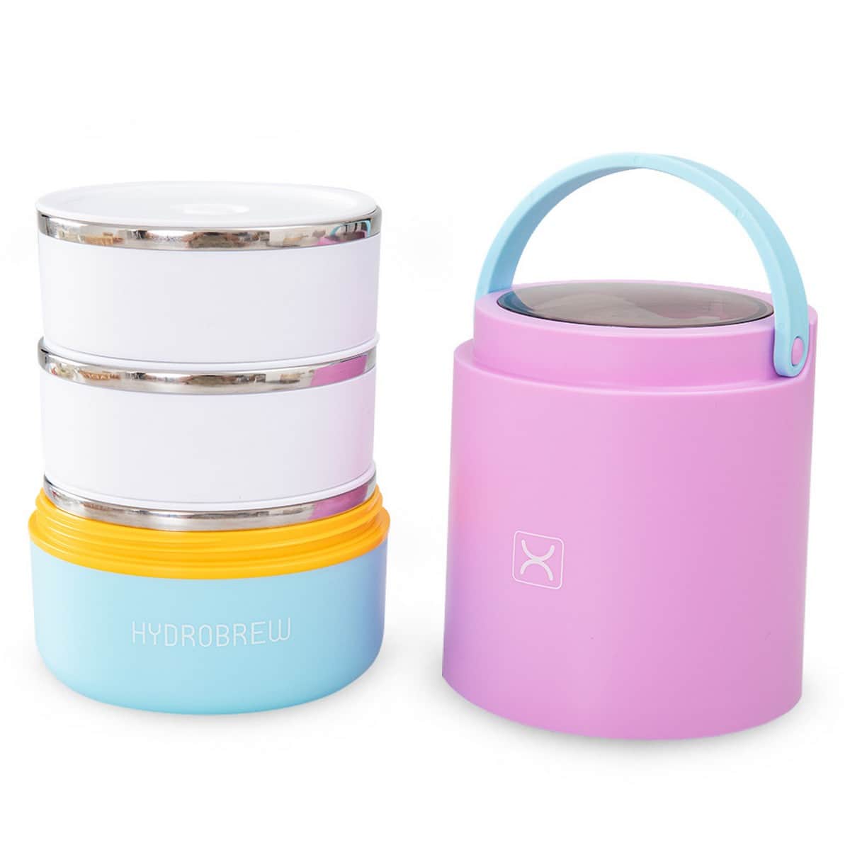Hydrobrew Candy Cloud Triple Decker Stainless Steel Lunch Box with Double Wall Water Bottle