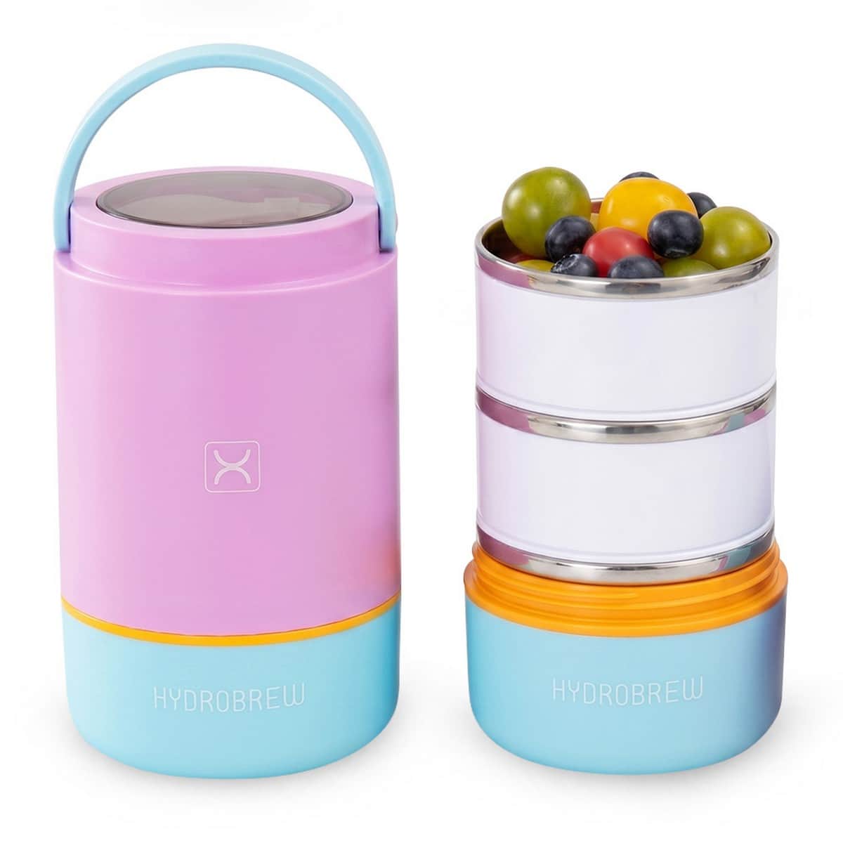 Hydrobrew Candy Cloud Triple Decker Stainless Steel Lunch Box with Double Wall Water Bottle