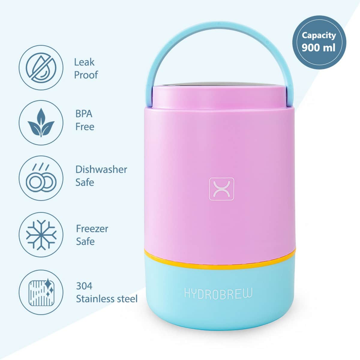 Hydrobrew Candy Cloud Triple Decker Stainless Steel Lunch Box with Double Wall Water Bottle