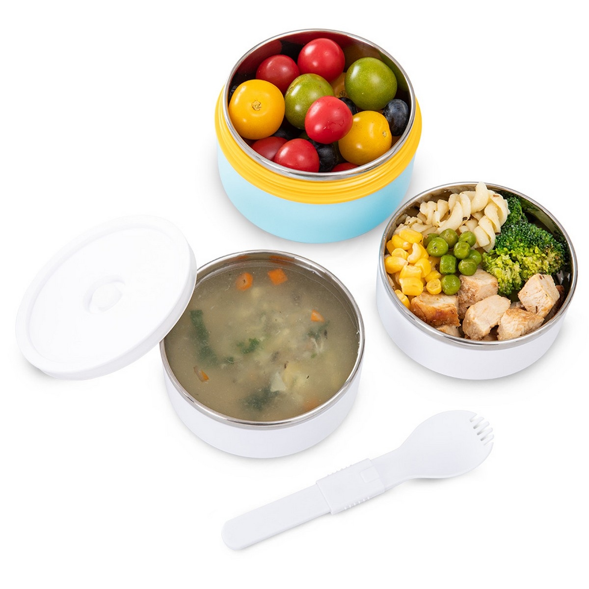 Hydrobrew Triple Decker Stainless Steel Lunch Box with Spoon