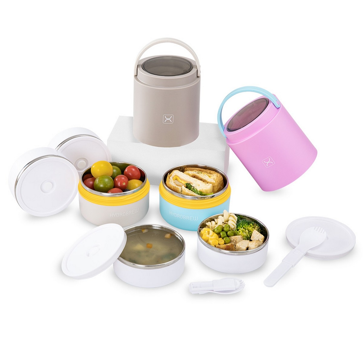 Hydrobrew Triple Decker Stainless Steel Lunch Box with Spoon