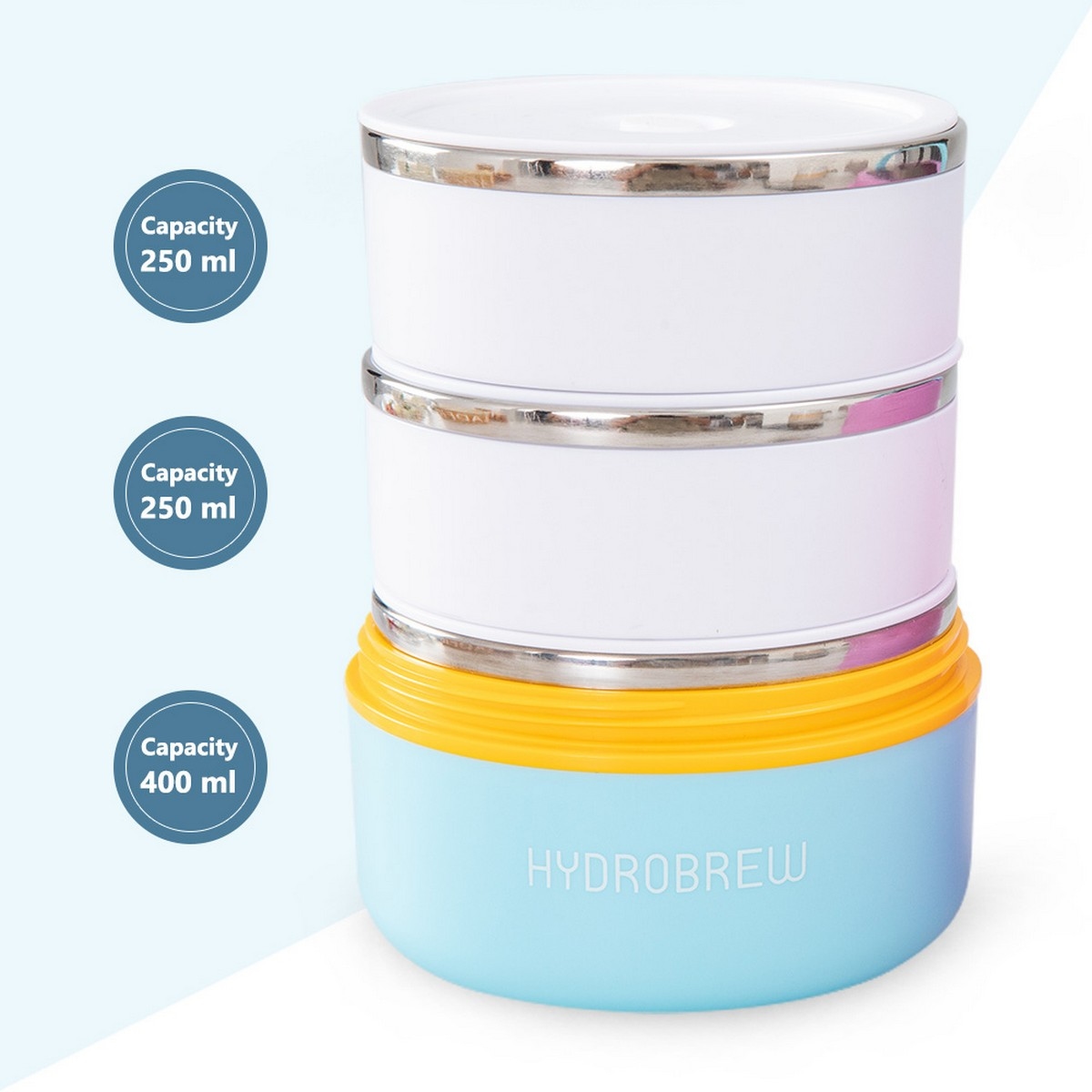 Hydrobrew Triple Decker Stainless Steel Lunch Box with Spoon