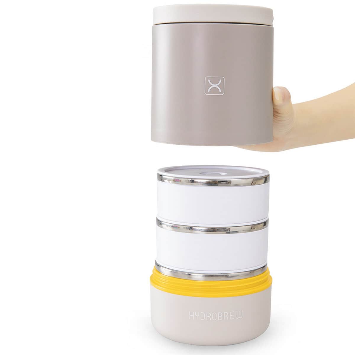 Hydrobrew Desert Sand Triple Decker Stainless Steel Lunch Box with Double Wall Water Bottle