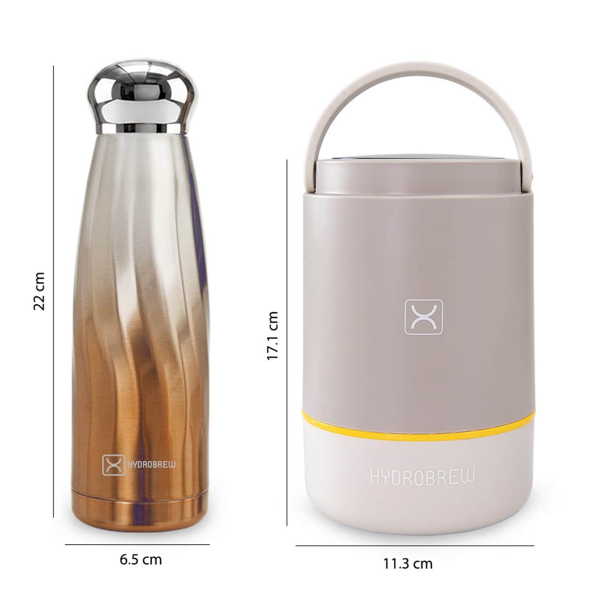 Hydrobrew Desert Sand Triple Decker Stainless Steel Lunch Box with Double Wall Water Bottle