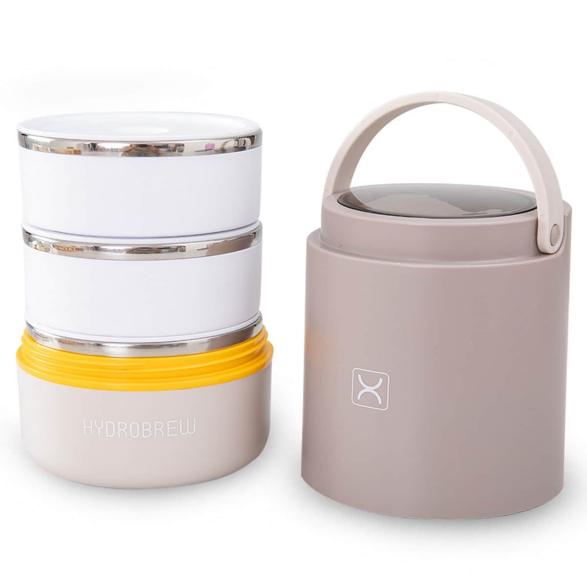 Hydrobrew Desert Sand Triple Decker Stainless Steel Lunch Box with Double Wall Water Bottle