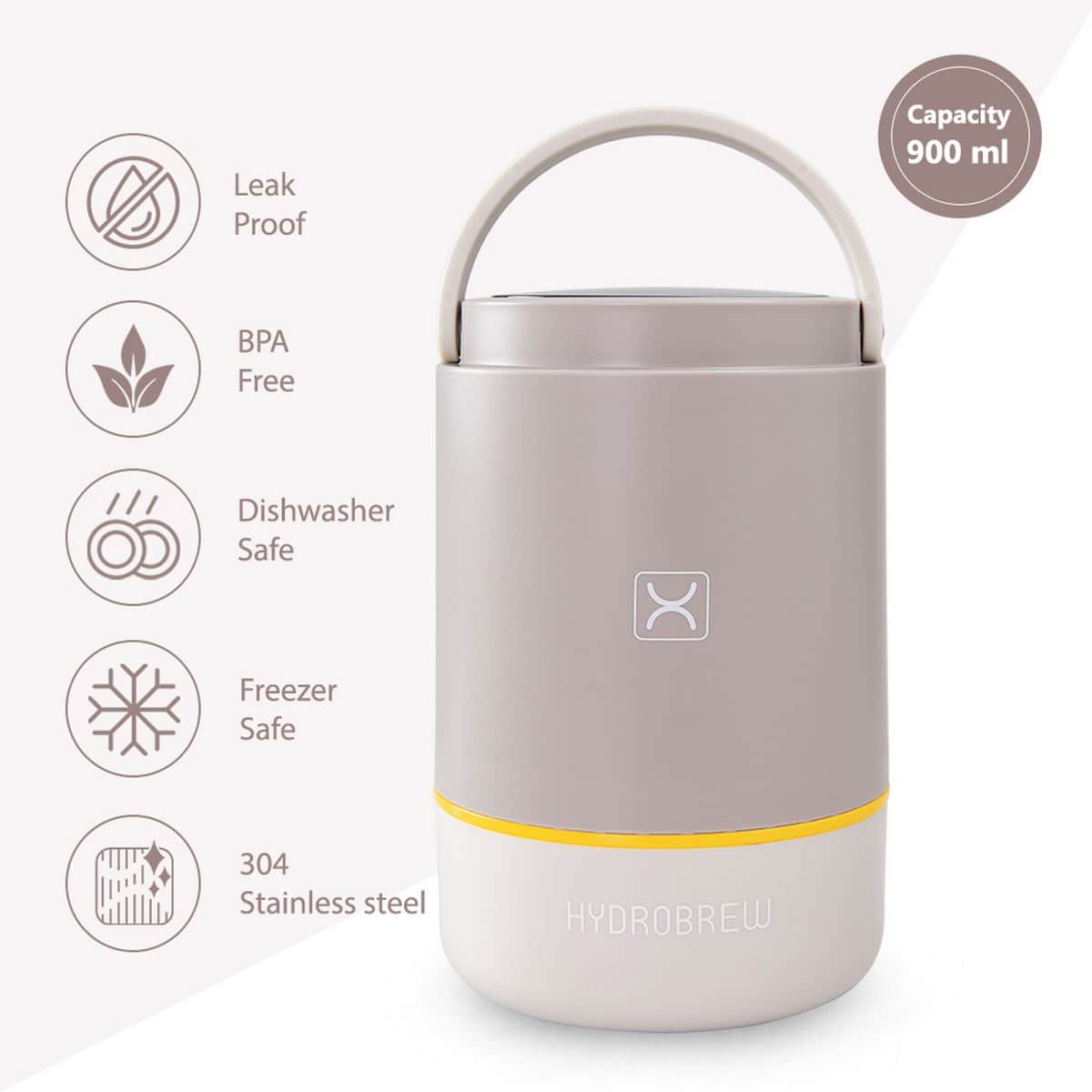Hydrobrew Desert Sand Triple Decker Stainless Steel Lunch Box with Double Wall Water Bottle