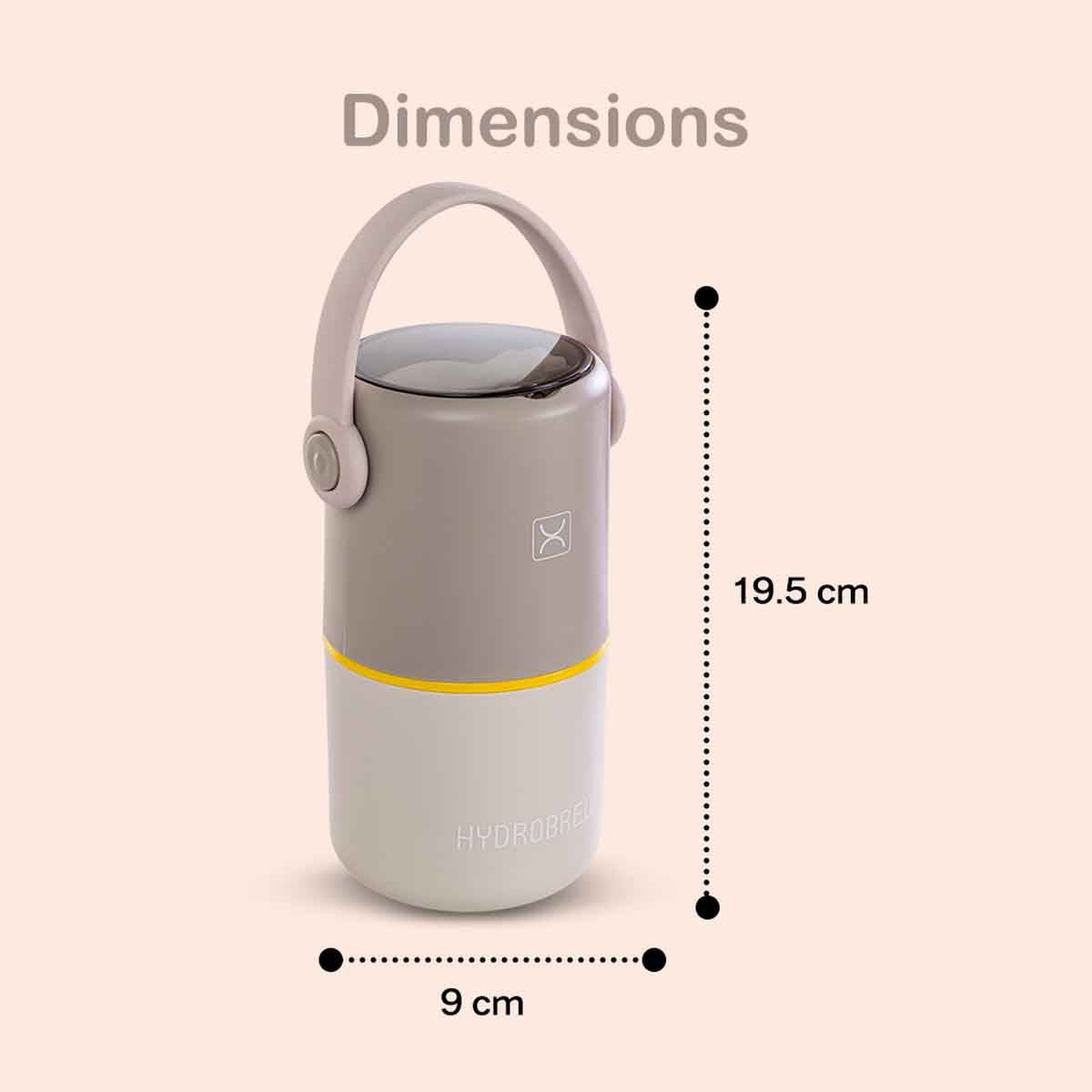 HYDROBREW Grey Double Decker Stainless Steel Lunch Box with Folding Spork