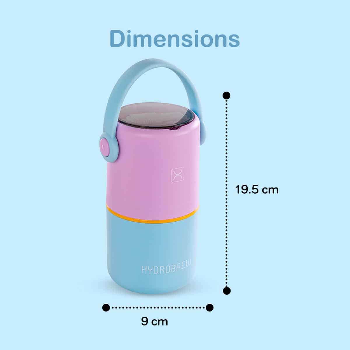 HYDROBREW Mauve/Blue Double Decker Stainless Steel Lunch Box with Folding Spork