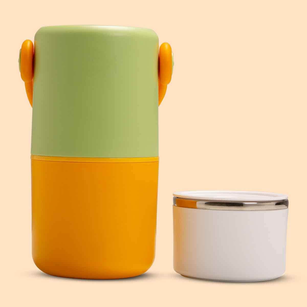 HYDROBREW Sage/Amber Double Decker Stainless Steel Lunch Box with Folding Spork