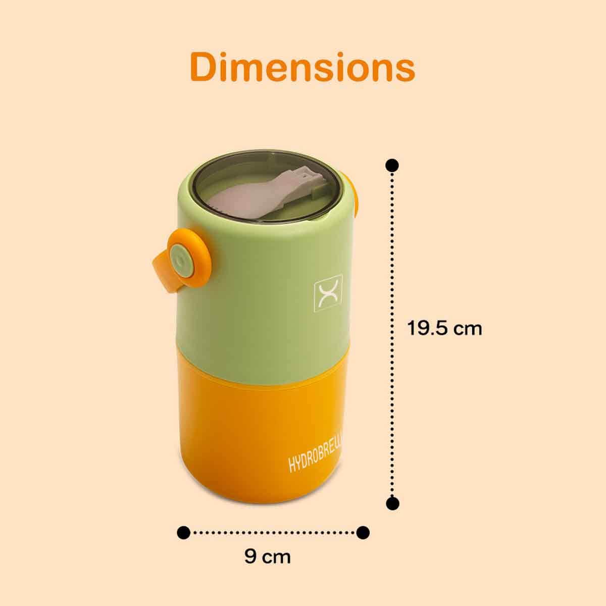 HYDROBREW Sage/Amber Double Decker Stainless Steel Lunch Box with Folding Spork