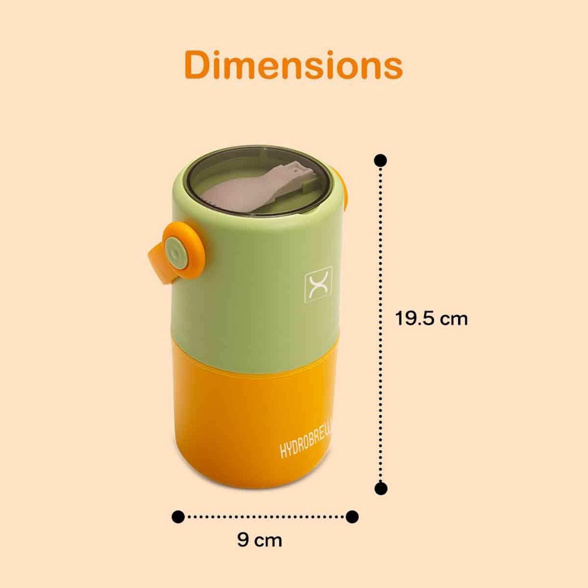 HYDROBREW Sage/Amber Double Decker Stainless Steel Lunch Box with Folding Spork