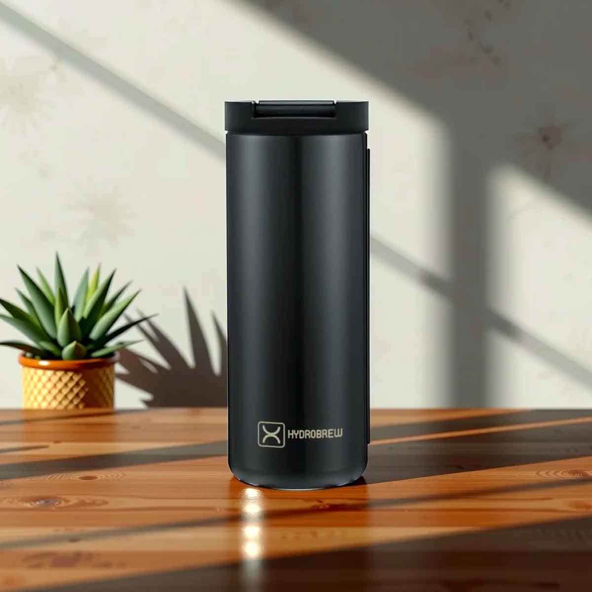 HYDROBREW 500ml Black Double Wall Insulated Tumbler Water Bottle