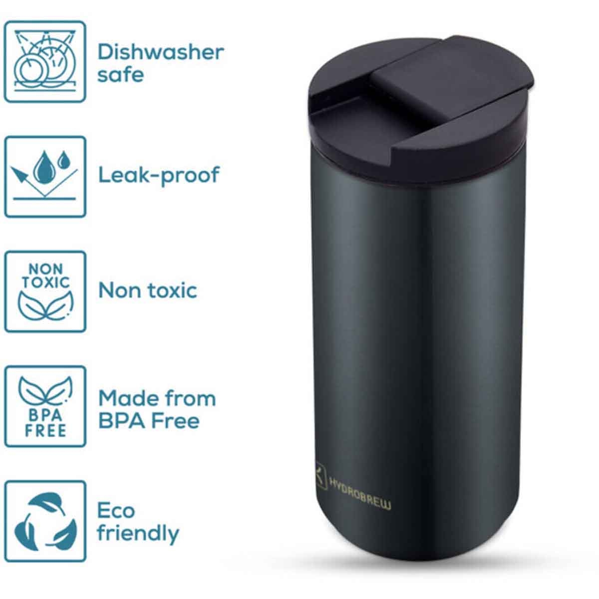 هايدروبرو زجاجة ماء تامبلر معزولة بجدار مزدوج 500 مل باللون الأسود