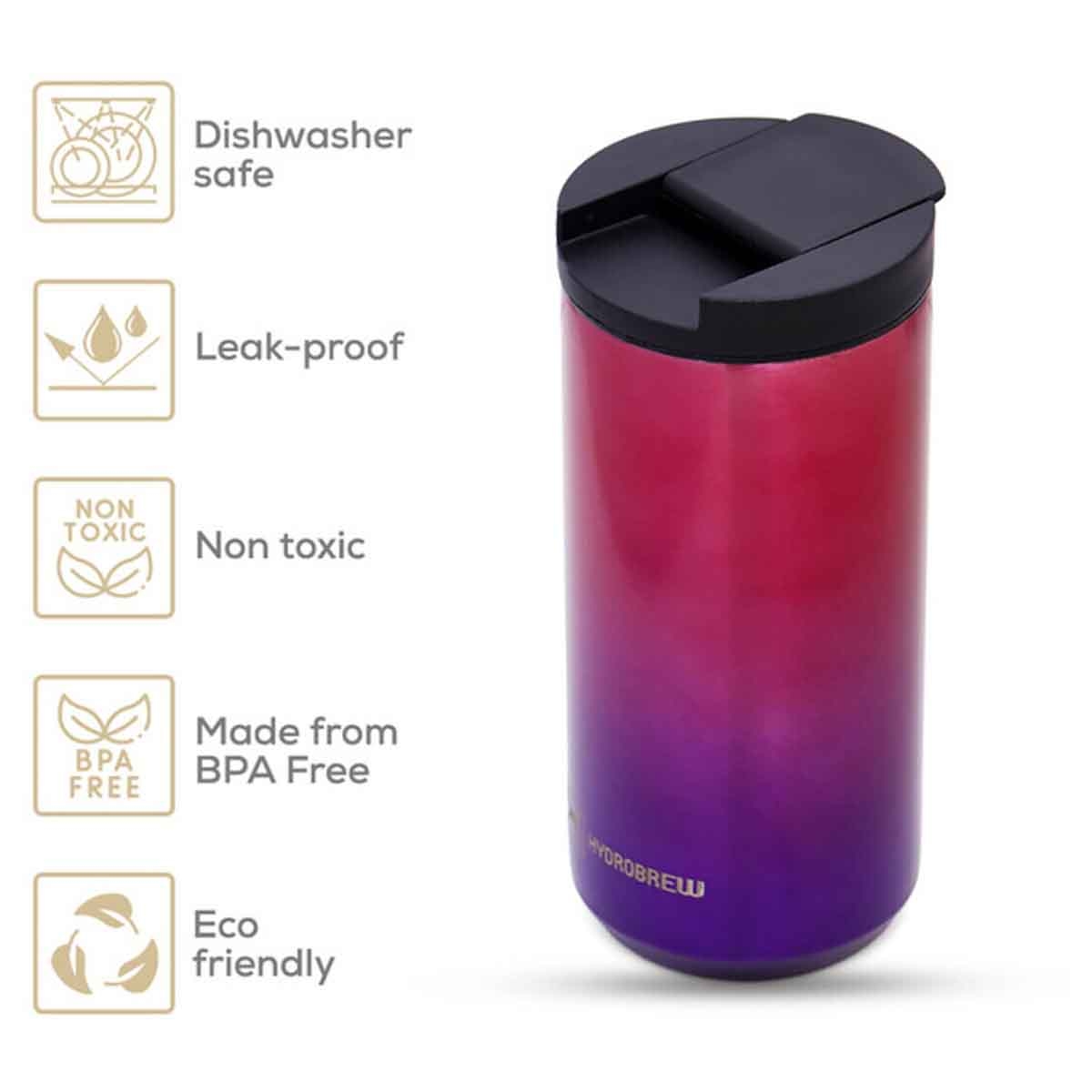 هايدروبرو زجاجة ماء تامبلر معزولة بجدار مزدوج 500 مل باللون الكروم