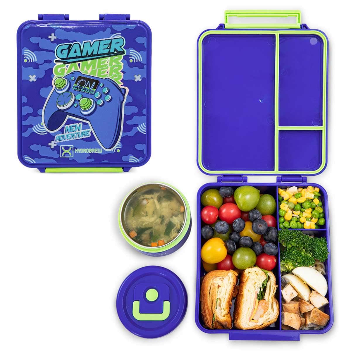 Hydrobrew Gamer Bento Lunch Box with Steel Food Jar