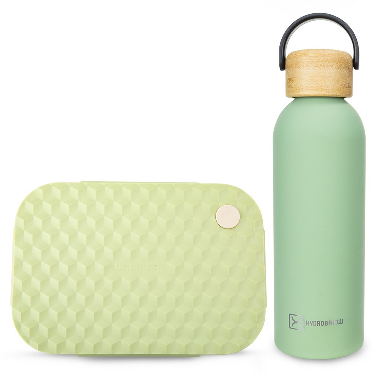 Hydrobrew Green Smart Serve Bento Lunch Box & Double Wall Stainless Steel Water Bottle Set