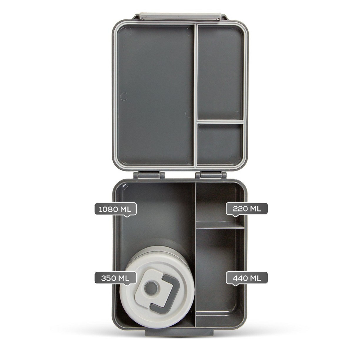 Hydrobrew Grey Bento Lunch Box with Steel Food Jar & Double Wall Water Bottle