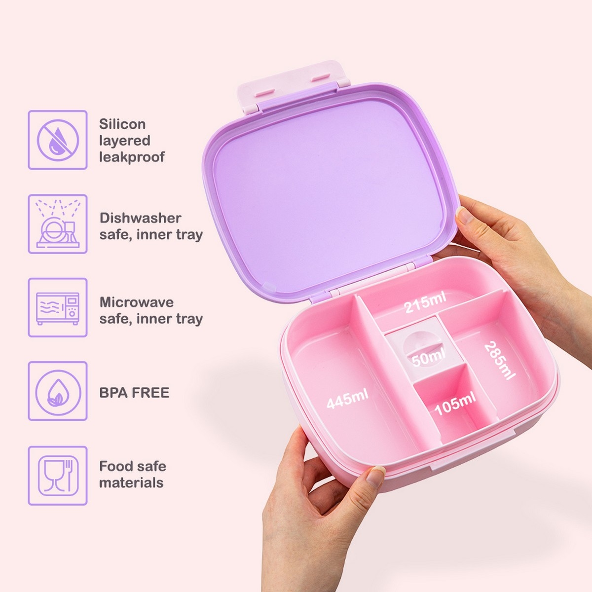 Hydrobrew Lilac Blush Smart Serve Bento Lunch Box with Sip Switch Stainless Steel Water Bottle