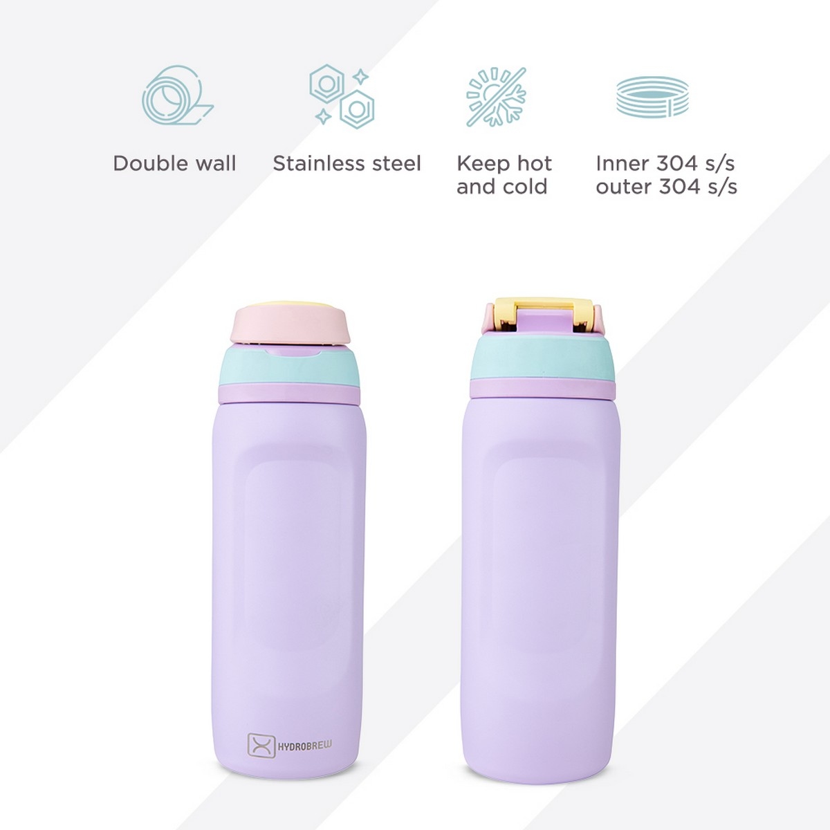 Hydrobrew Lilac Blush Smart Serve Bento Lunch Box with Sip Switch Stainless Steel Water Bottle