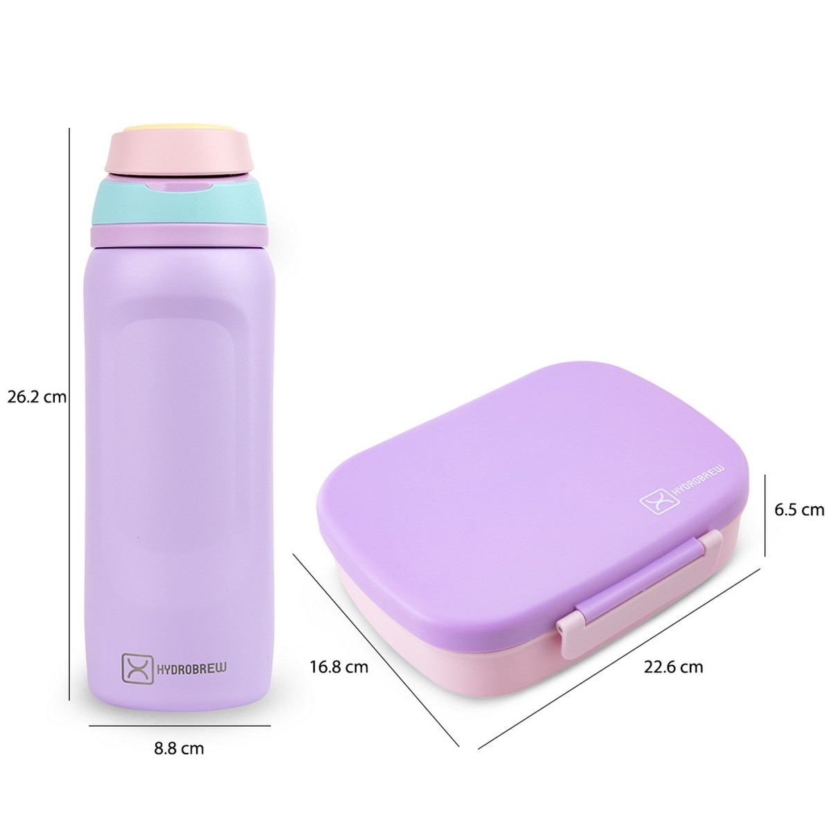 Hydrobrew Lilac Blush Smart Serve Bento Lunch Box with Sip Switch Stainless Steel Water Bottle