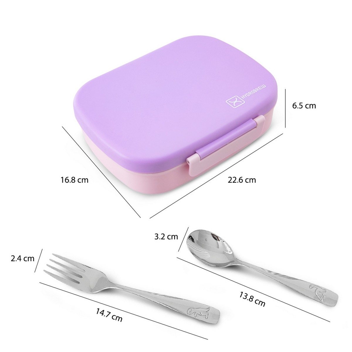 Hydrobrew Lilac Blush Smart Serve Bento Lunch Box with Stainless Steel Cutlery Set