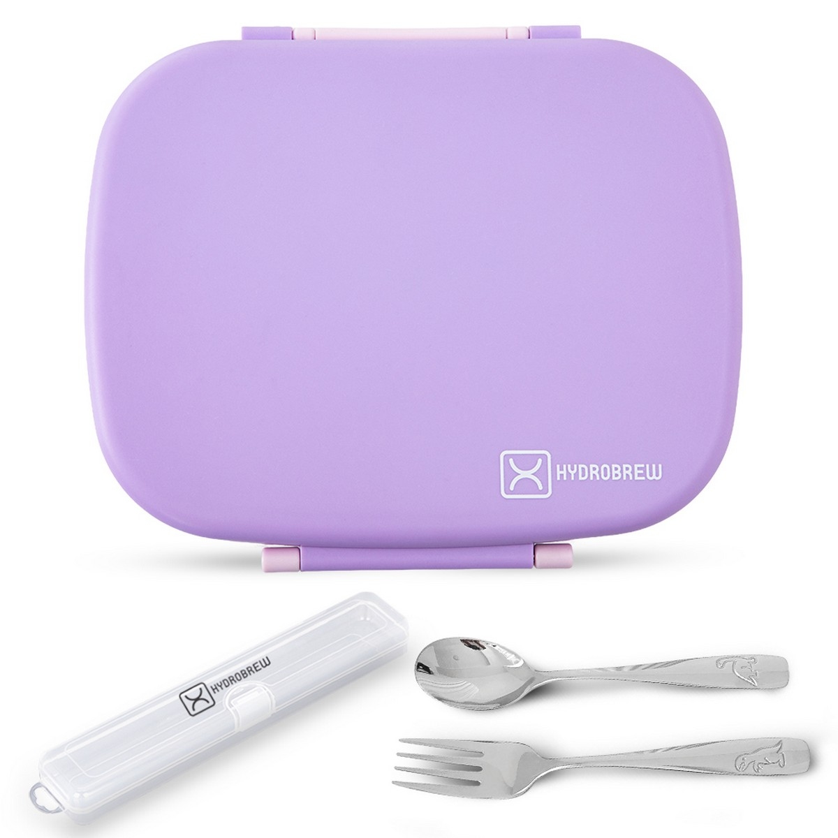 Hydrobrew Lilac Blush Smart Serve Bento Lunch Box with Stainless Steel Cutlery Set