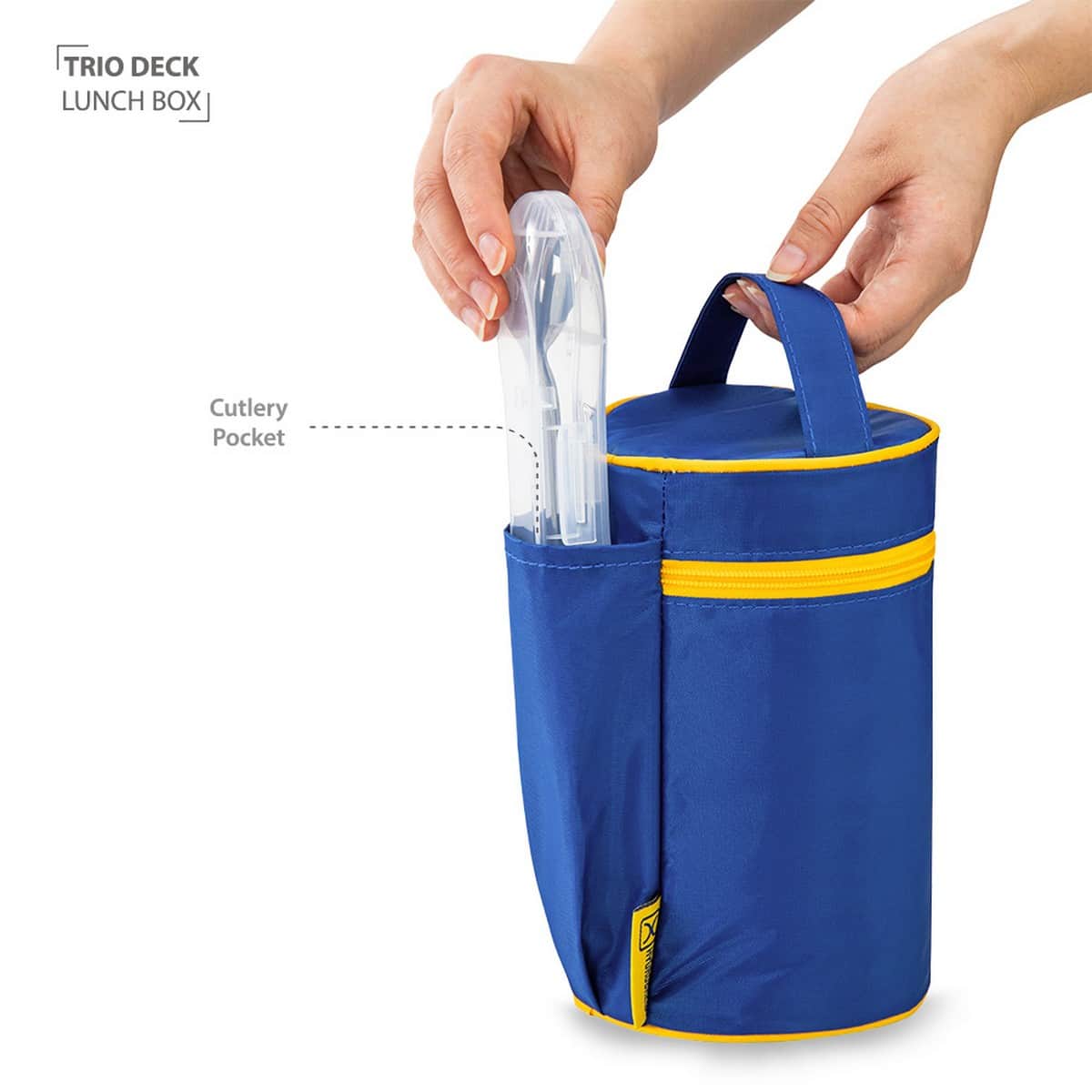 Hydrobrew Majestic Blue Trio Deck Lunch Box + Lunch Bag + Cutlery + Double Wall Stainless Steel Water Bottle Set
