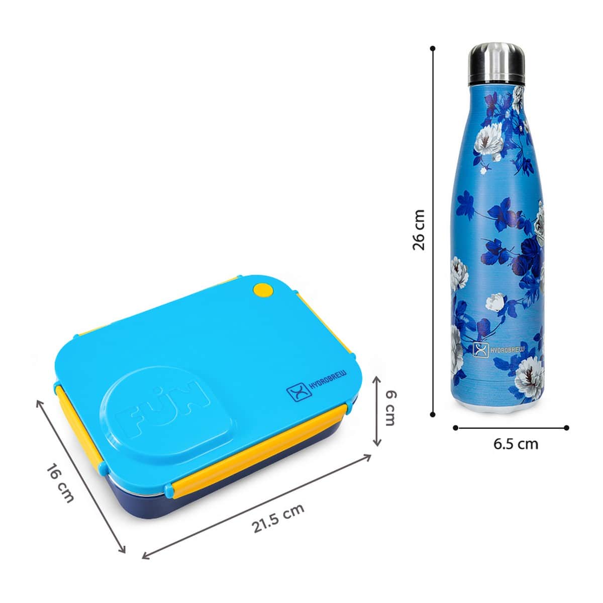 Hydrobrew Ocean Navy Steel Core 4 Compartment Lunch Box with Double Wall Stainless Steel Water Bottle