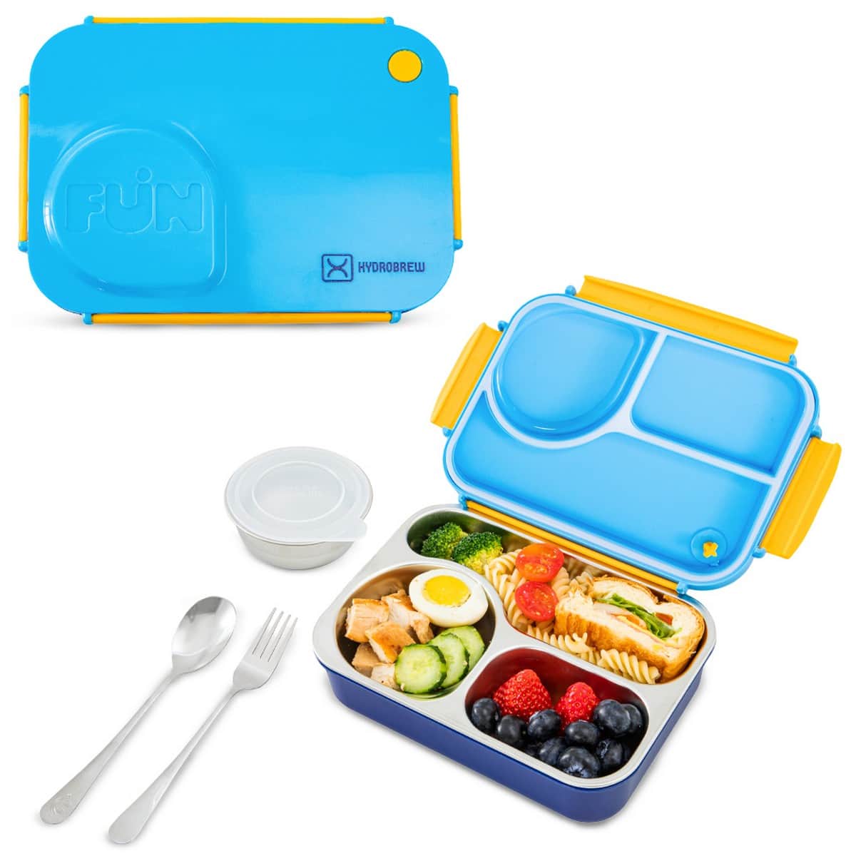 Hydrobrew Ocean Navy Steel Core 4 Compartment Lunch Box with Double Wall Stainless Steel Water Bottle