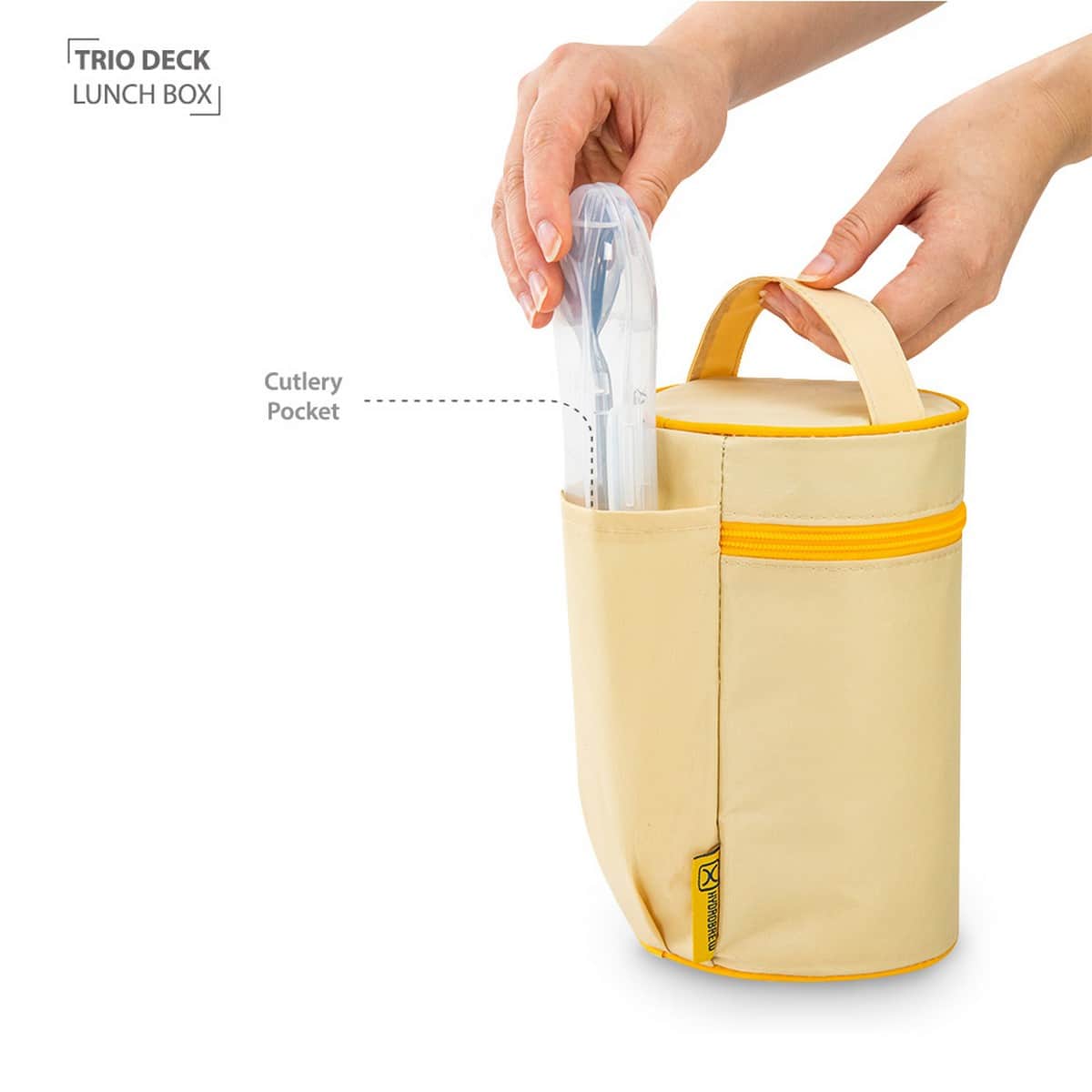 Hydrobrew Opal Cream Trio Deck Lunch Box + Lunch Bag + Cutlery + Double Wall Stainless Steel Water Bottle Set