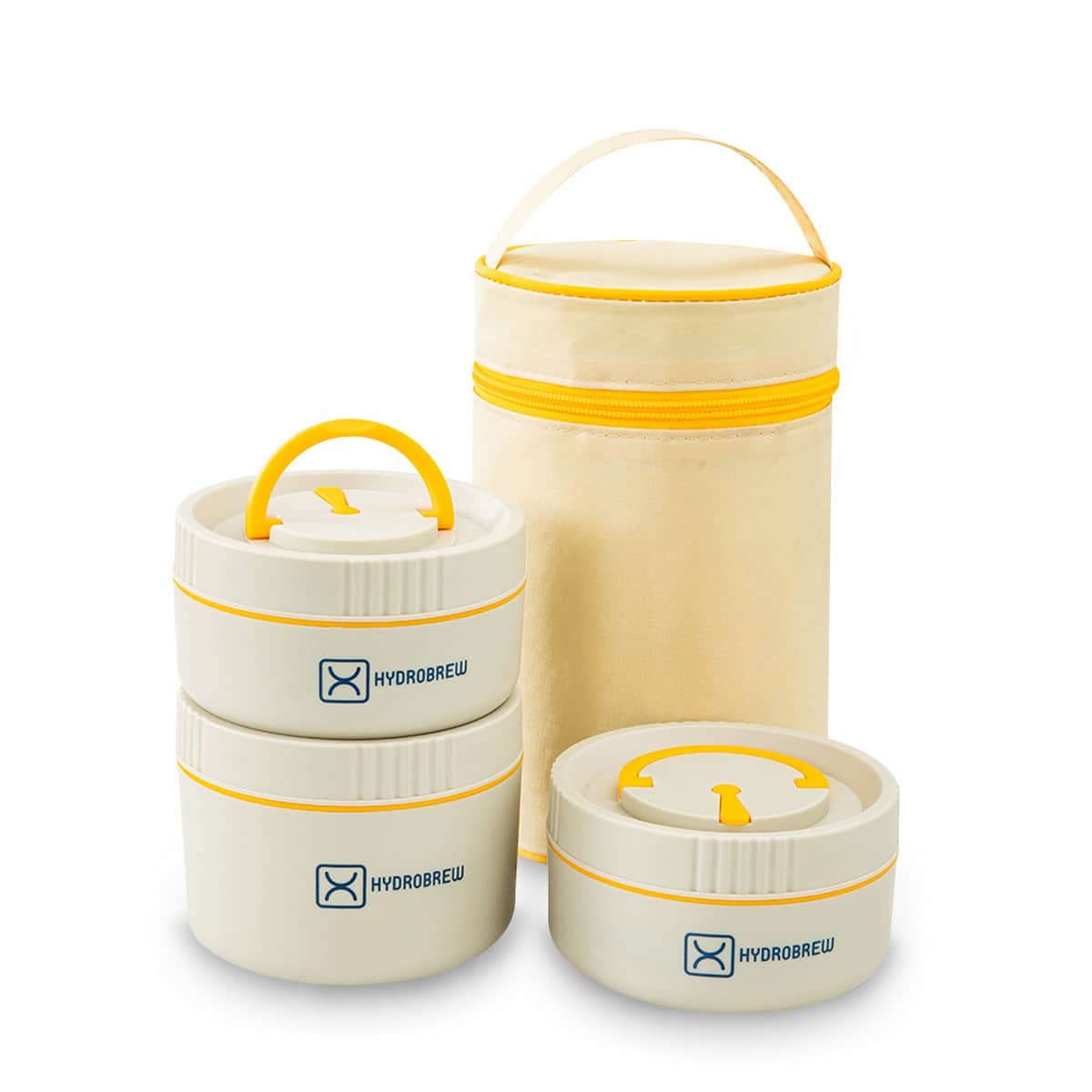 Hydrobrew Opal Cream Trio Deck Lunch Box + Lunch Bag + Cutlery + Double Wall Stainless Steel Water Bottle Set