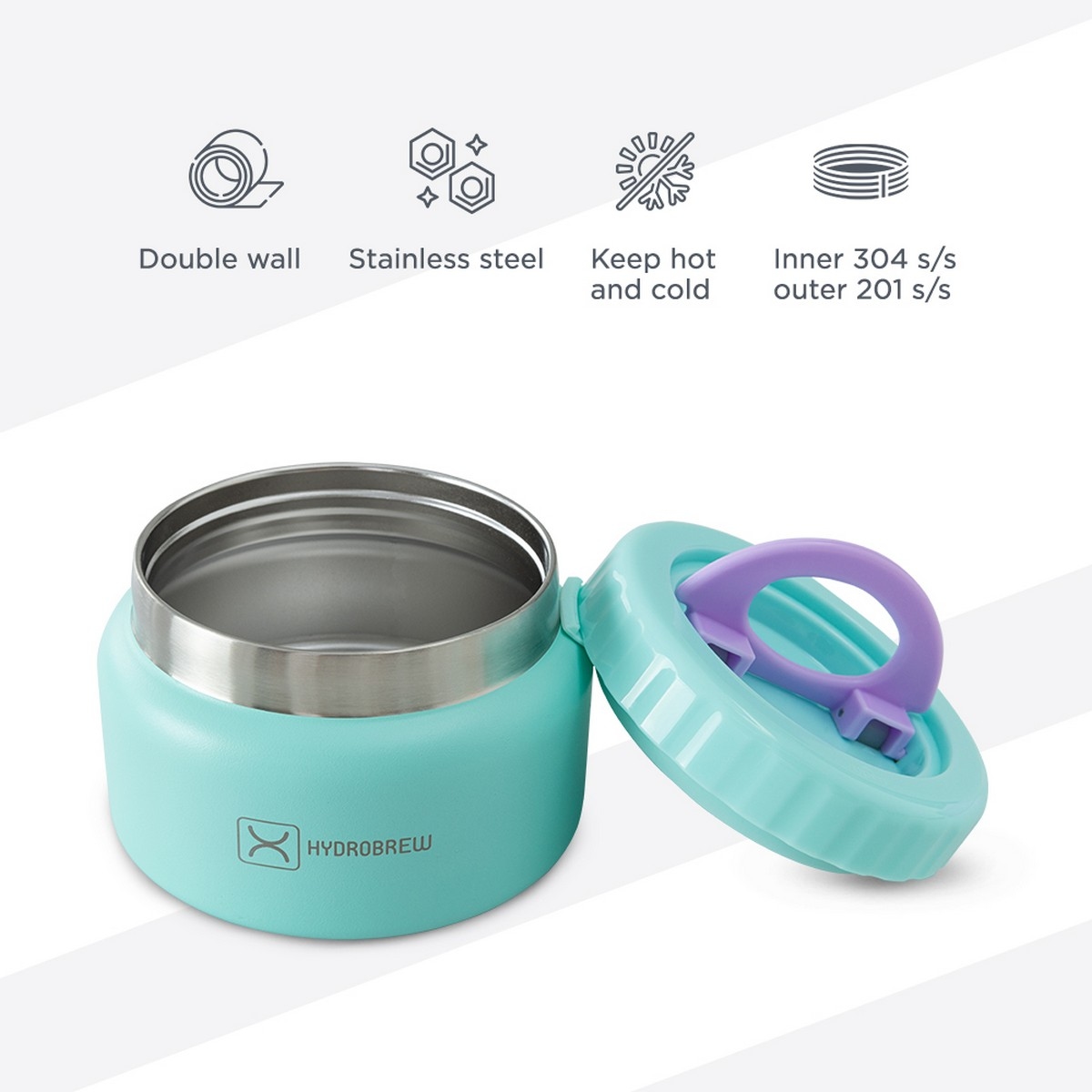 Hydrobrew Purple Mega Flex Bento Lunch Box with Insulated Food Jar & Double Wall Water Bottle