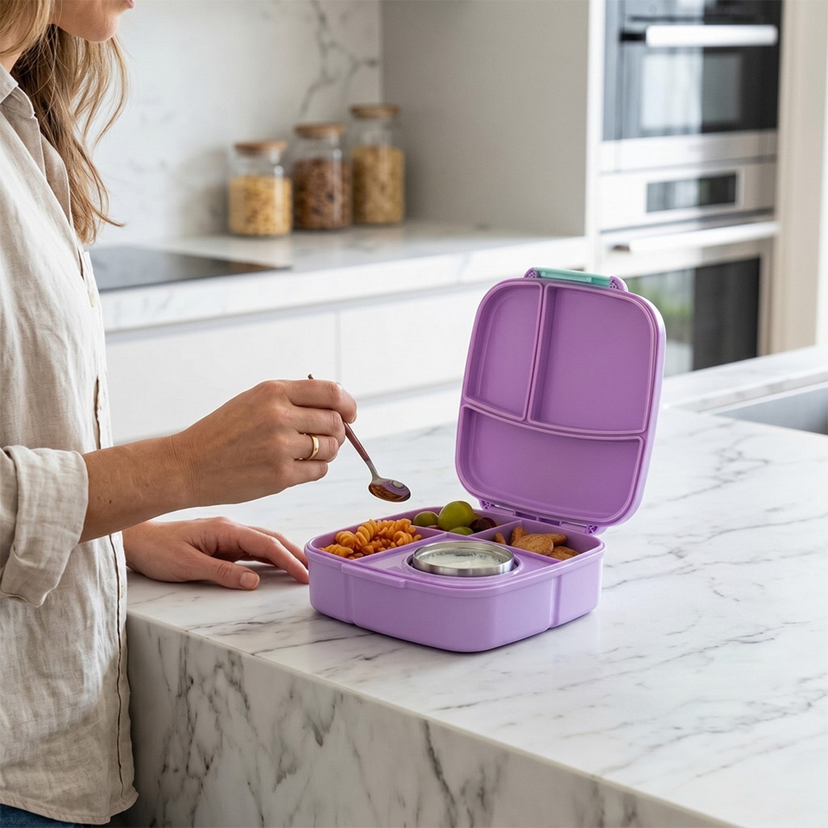 Hydrobrew Purple Mega Flex Bento Lunch Box with Insulated Food Jar & Double Wall Water Bottle